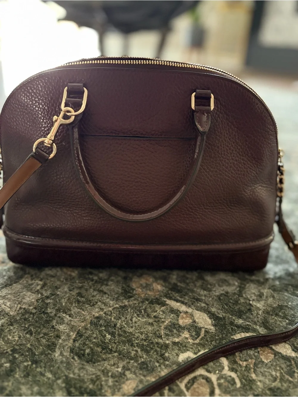 Coach Pebbled Dome Satchel in Deep Burgundy